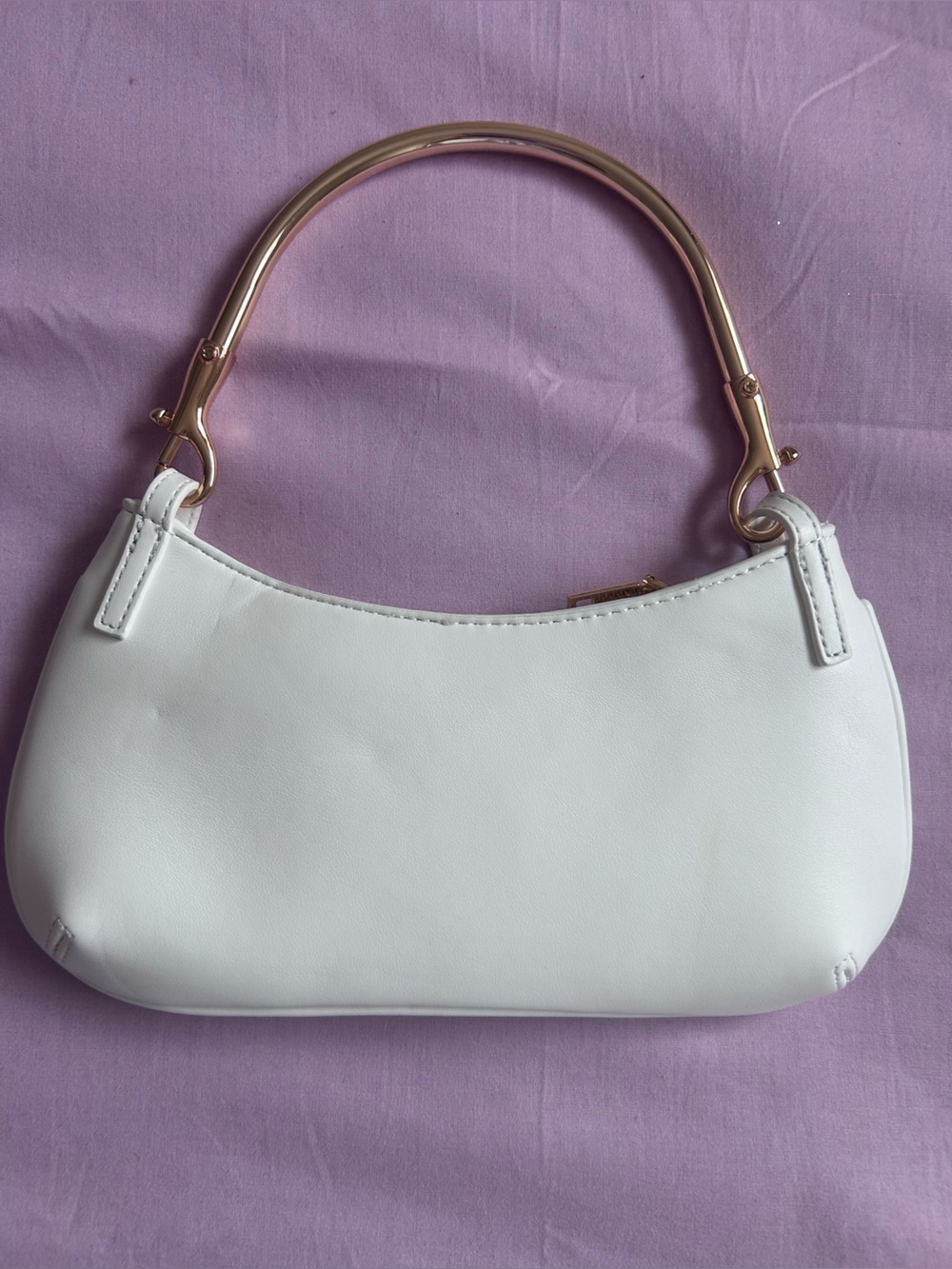 Fashion Nova White Shoulder Bag with Gold Handle